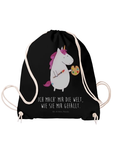 Mr. & Mrs. Panda Rucksack Beutel Einhorn Künstler mit Spruch in Schwarz