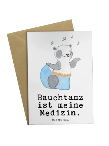 Mr. & Mrs. Panda Glückwunschkarte Panda Bauchtanz mit Spruch in Weiß