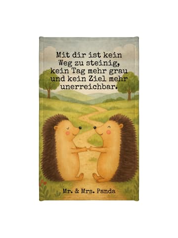 Mr. & Mrs. Panda Handtuch Igel Liebe Design mit Spruch in Weiß