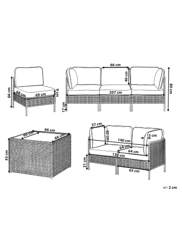 Beliani 7-tlg Lounge Set OMEGANA in Beige/Schwarz