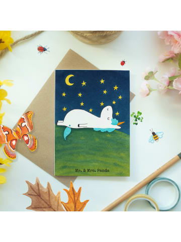 Mr. & Mrs. Panda Beileidskarte Einhorn Sternenhimmel Design ohne... in Weiß