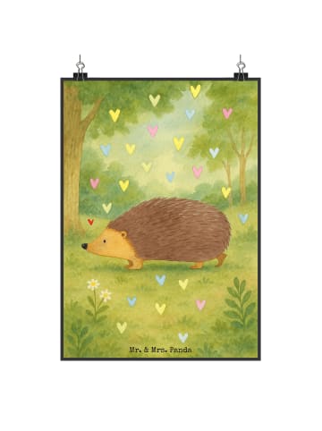 Mr. & Mrs. Panda Wandbild Igel Herzen Design ohne Spruch in Weiß