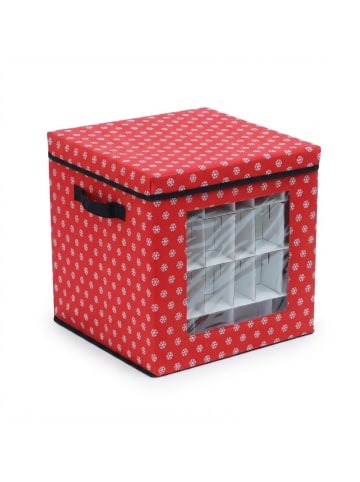 relaxdays 3 x Weihnachtskugel-Aufbewahrungsbox in Rot - (B)33 x (H)33 x (T)33 cm