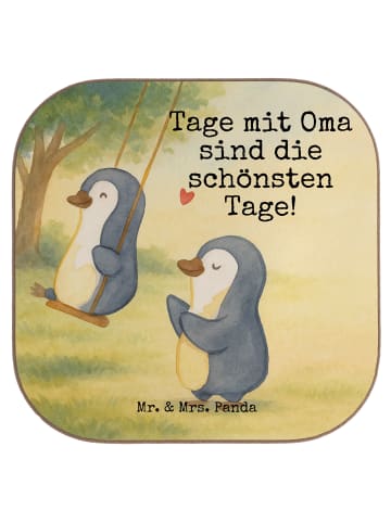 Mr. & Mrs. Panda Glas-Untersetzer Pinguin Oma schaukeln Design m... in Weiß