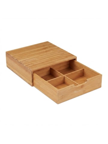 relaxdays Schubladenbox in Natur - (B)29,5 x (H)10 x (T)30 cm