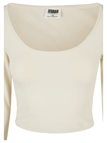 Urban Classics Urban Classics Damen Ladies Organic Wide Neck Cropped Longsleeve in whitesand