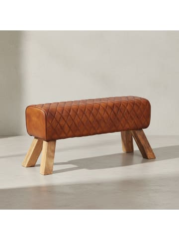 KADIMA DESIGN Sitzbank Echtleder / Massivholz 89x46x35 cm Leder Modern Turnbock