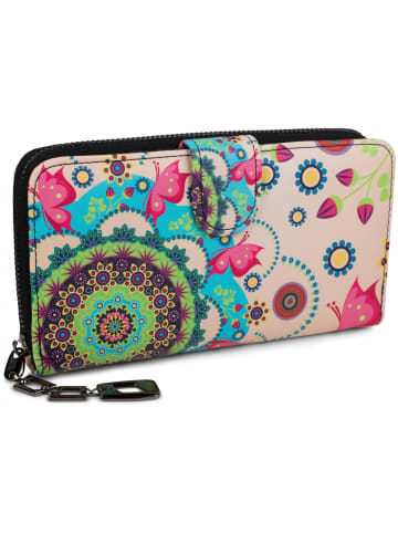 styleBREAKER Geldbörse in Rose-Türkis-Grün-Pink