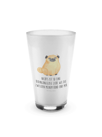 Mr. & Mrs. Panda Latte Macchiato Glas Mops mit Spruch in Transparent