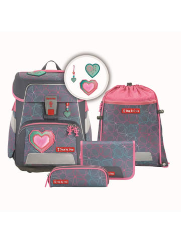 Step by Step Grundschulranzen SPACE Glitter Heart in rosa/grau