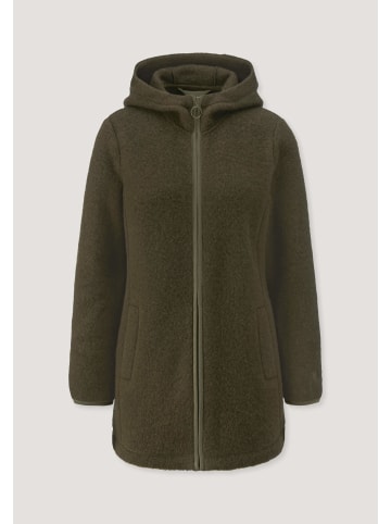 Hessnatur Hessnatur Wollfleece-Jacke mit Kapuze Regular aus reiner Bio-Merinowolle in vintage oliv
