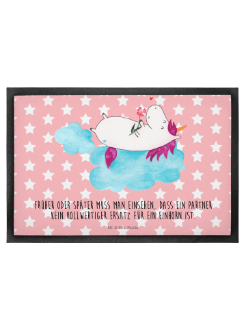 Mr. & Mrs. Panda Fußmatte Einhorn Verliebt mit Spruch in Rot Pastell