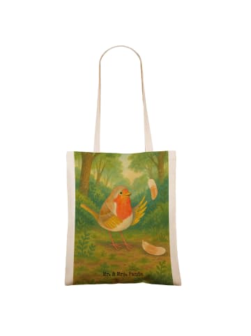 Mr. & Mrs. Panda Beutel Rotkehlchen Federn Design ohne Spruch in Weiß