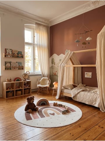 KADIMA DESIGN Kinderteppich Dinosaurier Waschbar Rutschfest Spielteppich in Creme