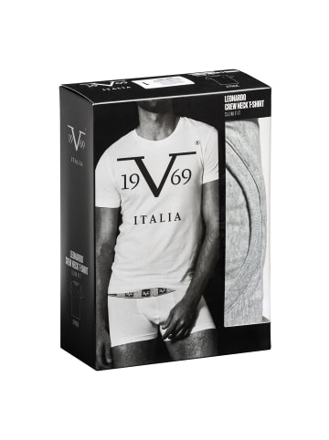 19v69 Italia T-Shirts Leonardo Rundhals Grau/Grau 2er-Pack in grau