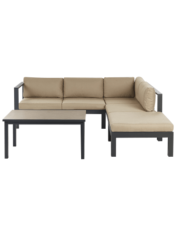 Beliani 3-tlg Sitzgruppe MESSINA in Schwarz/Beige