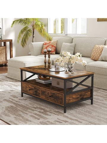 VASAGLE Couchtisch Daxton in Dunkelbraun-Schwarz - (B)100.1 x (H)45.1 x (T)55.1 cm