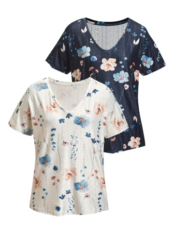 Vivance by Lascana Kurzarmshirt in creme + navy
