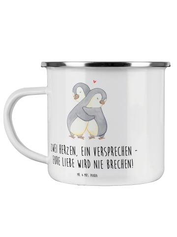 Mr. & Mrs. Panda Camping Emaille Tasse StandeMenschtliche Trauung V... in Transparent