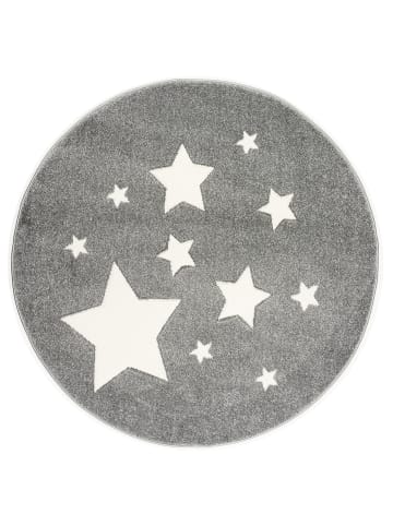 ScandicLiving Spielteppich, Sterne silbergrau, rund,  Ø 133 cm, 18 mm hoch