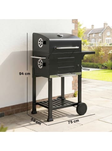 Outsunny Holzkohlegrill,75L x 59B x 94H cm,Schwarz