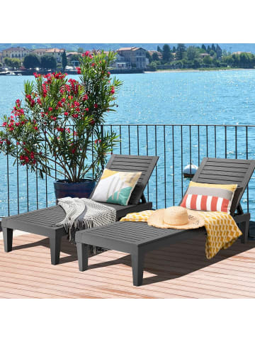 COSTWAY Sonnenliege 190 cm verstellbar in Schwarz