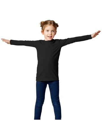 tectake Einfarbiges Langarm-Shirt für Kinder, schwarz