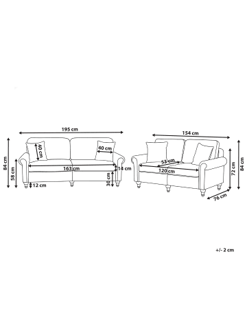 Beliani 2-tlg Sitzgruppe GINNERUP in Beige/Braun
