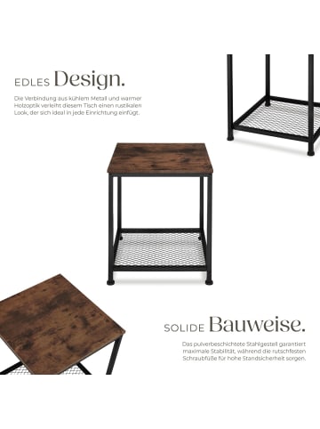 tectake Beistelltisch Derby 45,5 x 45,5 x 55,5 cm, Industrial Holz dunkel, rustikal