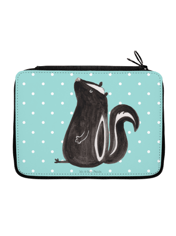 Mr. & Mrs. Panda Stiftemappe Stinktier Sitzen ohne Spruch in Türkis Pastell