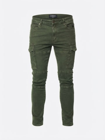 KOROSHI Slim denim biker jeans in grun