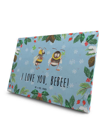 Mr. & Mrs. Panda Tee Adventskalender Bienen Paar mit Spruch in Eisblau
