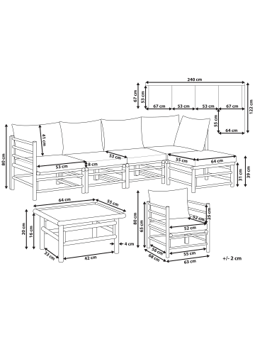 Beliani 20-tlg Lounge Set CERRETO in Braun/Beige/Grau linksseitig