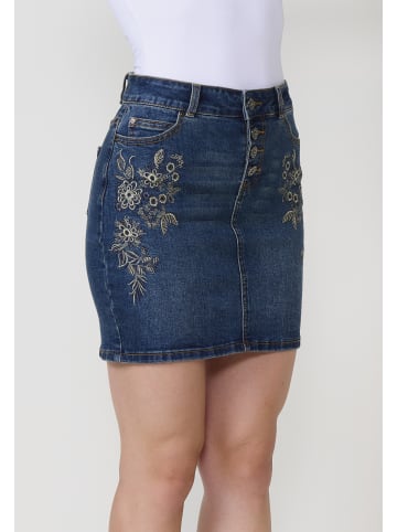 KOROSHI Bestickter Minirock aus Jeans in blau