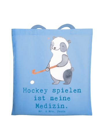 Mr. & Mrs. Panda Tragetasche Panda Hockey spielen mit Spruch in Sky Blue