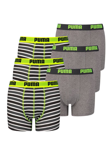 Puma Boxershorts JUNGEN BASIC BOXER Printed Stripes 2P in Fluo Yellow / Grey