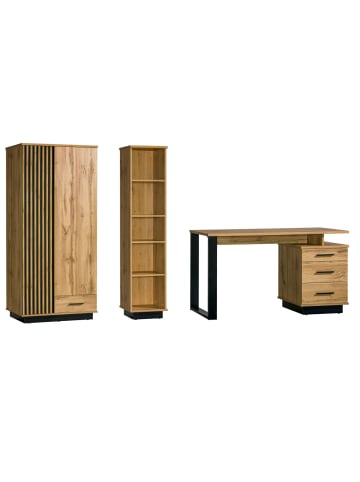 Feldmann-Wohnen Jugendzimmer-Set 3-teilig Lamia Eiche Wotan / schwarz 265 / 56 / 193cm