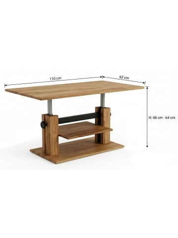 Feldmann-Wohnen Couchtisch C-20 Eiche geölt 110 / 62 / 48-64cm