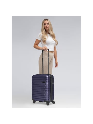 Pactastic Collection 04 THE CABIN + 4 Rollen Kabinentrolley S 55 cm mit Dehnfalte in purple-metallic