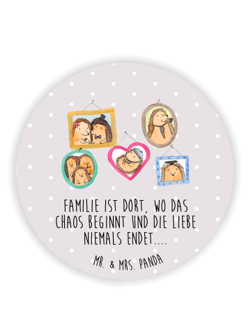 Mr. & Mrs. Panda Rund Magnet Igel Familie mit Spruch in Grau Pastell