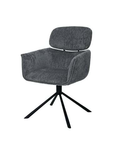 home24 Armlehnenstuhl Agawe in Grau / Schwarz
