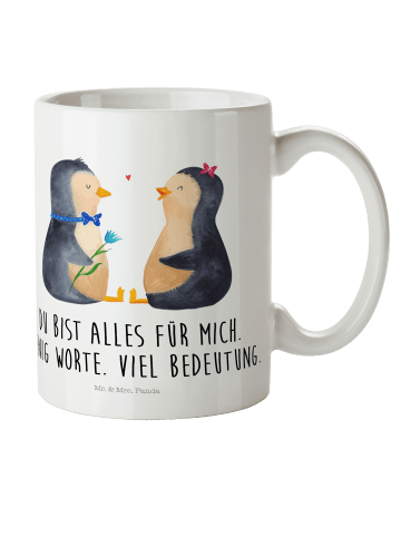 Mr. & Mrs. Panda Pott Pinguin Pärchen mit Spruch in Weiß