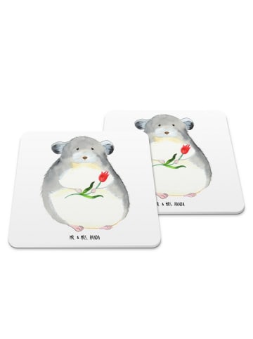 Mr. & Mrs. Panda Tischuntersetzer Chinchilla Blume ohne Spruch in Weiß