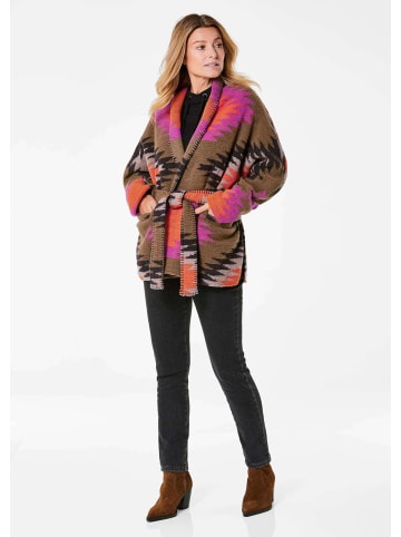 GOLDNER Jacke Jacke in orange / braun / gemustert