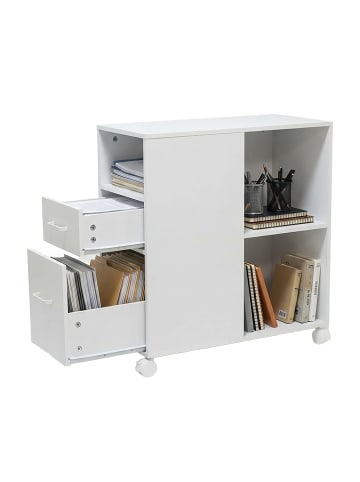 relaxdays Rollcontainer in Weiß - (B)30 x (H)65 x (T)60 cm