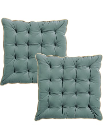 Erwin Müller Nicky-Velours, Samt Stuhlkissen 2er-Pack Manchester in jade
