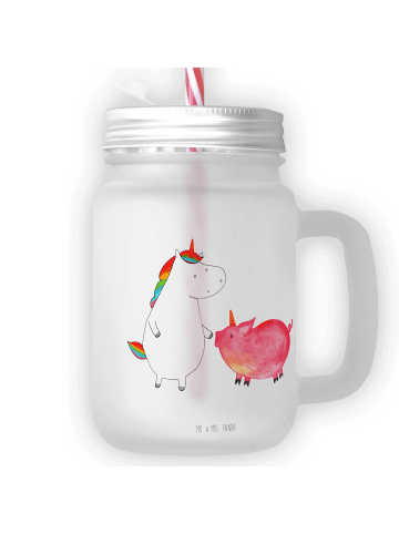 Mr. & Mrs. Panda Trinkglas Mason Jar Einhorn Schwein ohne Spruch in Transparent