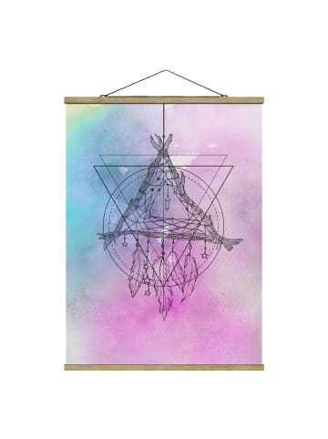 WALLART Stoffbild mit Posterleisten - Boho Traumfänger Aquarell in Violett