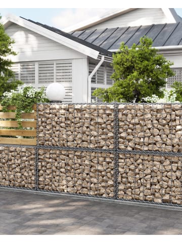 SONGMICS 5er-Set: Gabione in Silbern - (B)100 x (H)50 x (T)50 cm