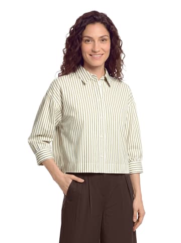 CARTOON Streifenbluse mit Raffung in Cream/Khaki